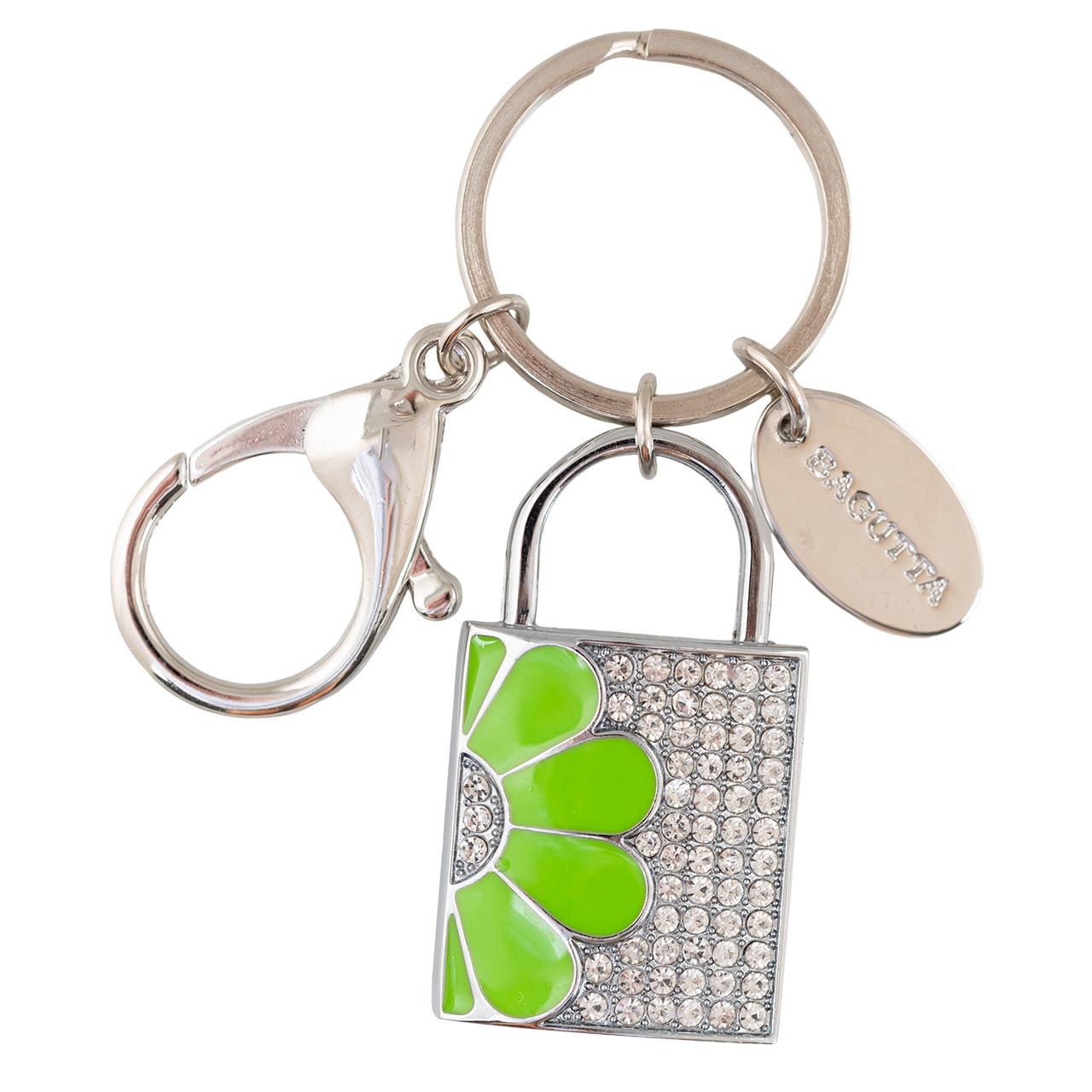 LUCCHETTO PORTACHIAVI USB CON FIORE VERDE DECORATO CON CRISTALLI